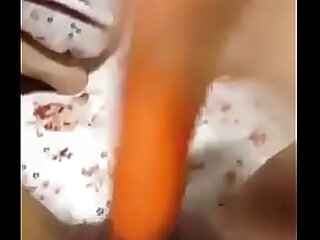 Telugu newly married wife mastrubating with carrot